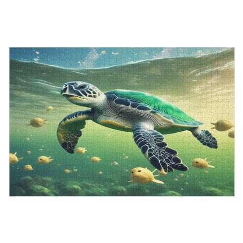 Meeresschildkröte Puzzle 1000 Teile, Holzpuzzle Herausforderndes Geschicklichkeitsspiel Für Die Ganze Familie, Kinder Erwachsenenpuzzle Ab 12 Jahren （75×50cm） von LLXXHH