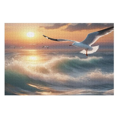 Möwe Holzpuzzle 1000 Teile,Puzzles Für Erwachsene, Impossible Puzzle, Kinder Legespiel （75×50cm） von LLXXHH