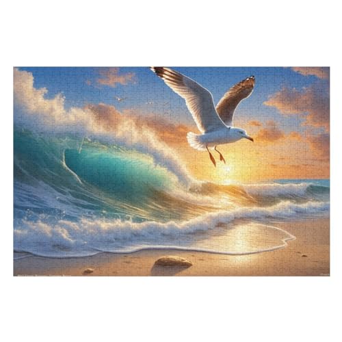 Möwe Holzpuzzle Für Erwachsene Teenager Stress Abbauen Familien-Puzzlespiel Poster 1000-teiliges Puzzle Kinder Lernspiel （75×50cm） von LLXXHH