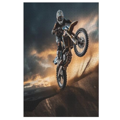 Motocross Holzpuzzle 1000 Teile, Knobelspiele Für Erwachsene, Teenager, Puzzles Unmögliche - Kinder Puzzle Zimmer Deko 78×53cm von LLXXHH
