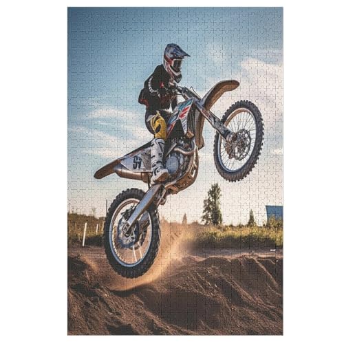 Motocross -Puzzle, 1000 Teile,Holzpuzzle Für Erwachsene Kinder, Lustiges Spielzeug, Denkspiel, Bildungsspiel, 78×53cm von LLXXHH