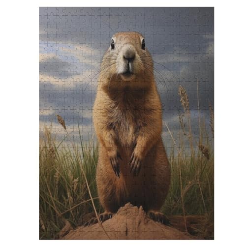 Murmeltier -Puzzle, 500 Teile,Holzpuzzle Für Erwachsene Kinder, Lustiges Spielzeug, Denkspiel, Bildungsspiel, 55×41cm von LLXXHH