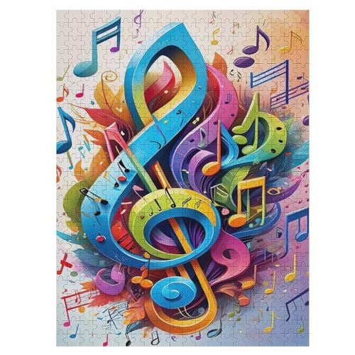 Musiknote 500 Teile Puzzles, Wood Craft, Hochwertiges Modernes Puzzle, DIY, Für Erwachsene Und Kinder Ab 12 Jahren, 55×41cm von LLXXHH