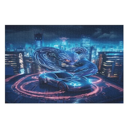 Neon Schlange Puzzles 1000 Teile Für Jugendliche Kreatives Holzpuzzlespielzeug Familienspiel Schwierigkeitsgrad Herausforderungspuzzles （75×50cm） von LLXXHH