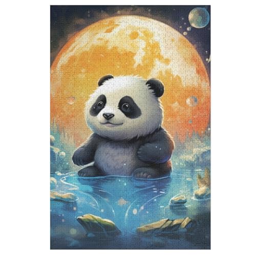 Panda Holzpuzzle 1000 Teile Klassische Puzzles Erwachsene Kinder Puzzle DIY Kit Holzspielzeug Einzigartiges Geschenk 78×53cm von LLXXHH