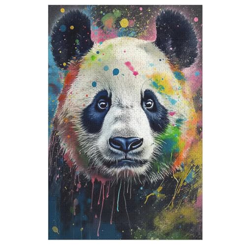 Panda Holzpuzzle - 1000 Teiliges Jigsaw Knobelspiel - Puzzle Für Erwachsene & Kinder - Outdoor & Reisespielzeug 78×53cm von LLXXHH