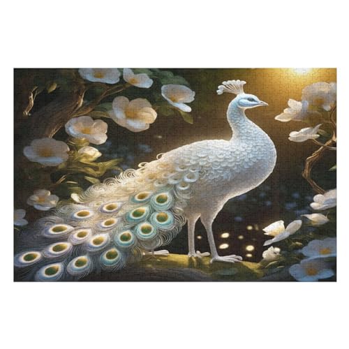 Pfau 1000 Teile Puzzles Für Erwachsene, Impossible Puzzle, Geschicklichkeitsspiel Für Die Ganze Familie, Kinder Holzpuzzle （75×50cm） von LLXXHH