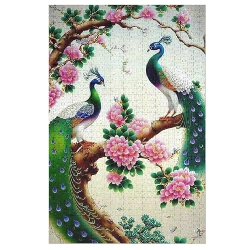 Pfau Holzpuzzle 1000 Teile Klassische Puzzles Erwachsene Kinder Puzzle DIY Kit Holzspielzeug Einzigartiges Geschenk 78×53cm von LLXXHH