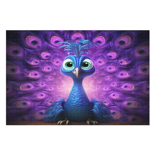 Pfau Holzpuzzle - Puzzle Für Erwachsene, 1000-teilige Puzzles Für Teenager Und Kinder, Herausfordernde Spiele （75×50cm） von LLXXHH