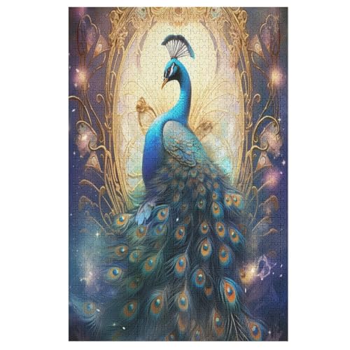 Pfau Puzzles 1000 Teile Erwachsener Kniffel Spaß Für Die Ganze Familie, Holzpuzzle Kinder Erwachsene, Impossible Puzzle Schwer 78×53cm von LLXXHH
