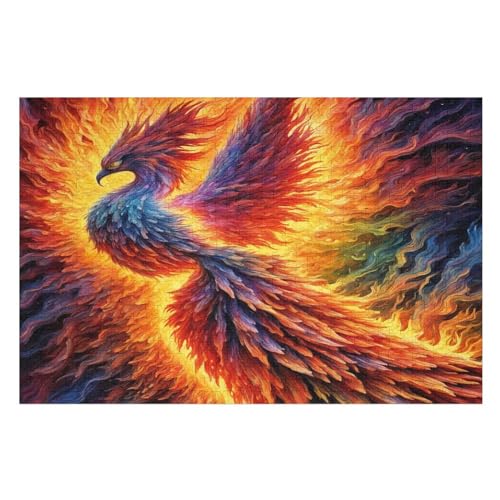 Phönix -Puzzle, 1000 Teile,Holzpuzzle Für Erwachsene Kinder, Lustiges Spielzeug, Denkspiel, Bildungsspiel, （75×50cm） von LLXXHH