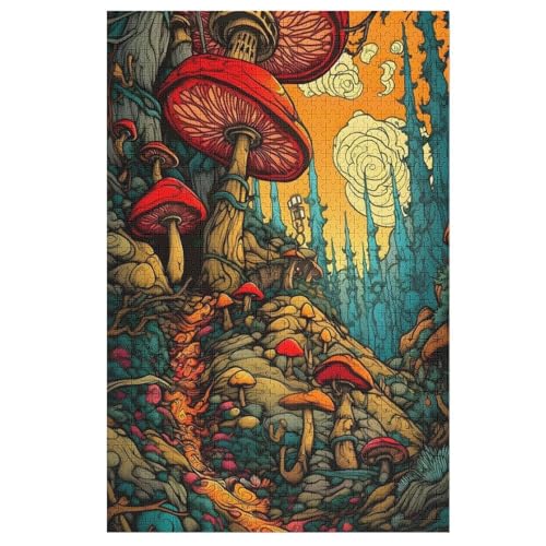 Pilz Holzpuzzle 1000 Teile Klassische Puzzles Erwachsene Kinder Puzzle DIY Kit Holzspielzeug Einzigartiges Geschenk 78×53cm von LLXXHH
