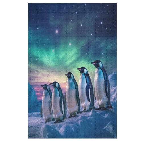 Pinguin Holzpuzzle 1000 Teile,Puzzles Für Erwachsene, Impossible Puzzle, Kinder Legespiel 78×53cm von LLXXHH