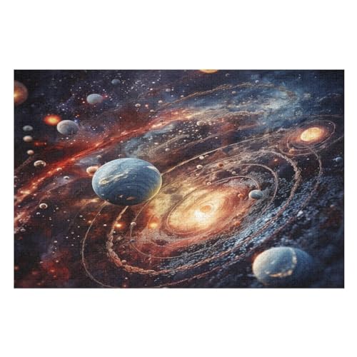 Planet Puzzle 1000 Teile, Holzpuzzle Für Erwachsene Kinder, Impossible Puzzles, Geschicklichkeitsspiel Für Die Ganze Familie （75×50cm） von LLXXHH