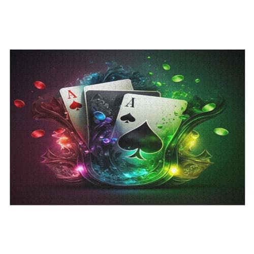 Poker Puzzles 1000 Teile Erwachsener Kniffel Spaß Für Die Ganze Familie, Holzpuzzle Kinder Erwachsene, Impossible Puzzle Schwer （75×50cm） von LLXXHH