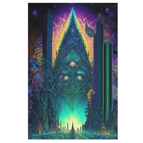 Psychedelisch Holzpuzzle 1000 Teile, Knobelspiele Für Erwachsene, Teenager, Puzzles Unmögliche - Kinder Puzzle Zimmer Deko 78×53cm von LLXXHH