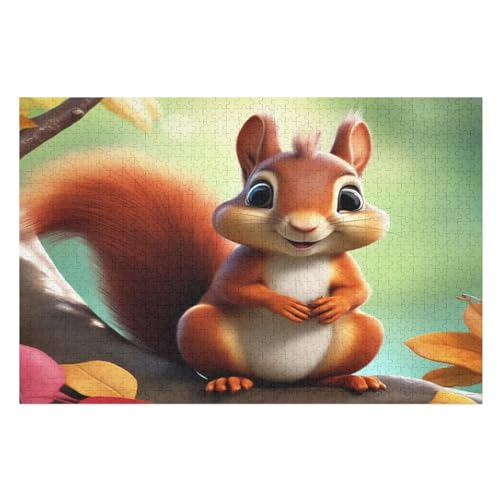 Puzzle 1000 Teile Eichhörnchen Holzpuzzle Für Erwachsene Lernspiel Herausforderungsspielzeug The Puzzles Für Erwachsene Kinder （75×50cm） von LLXXHH