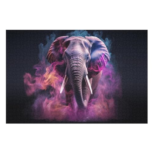 Puzzle 1000 Teile Elefant Holzpuzzle Für Erwachsene Lernspiel Herausforderungsspielzeug The Puzzles Für Erwachsene Kinder （75×50cm） von LLXXHH