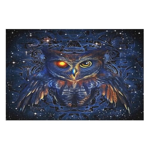 Puzzle 1000 Teile Eule Holzpuzzle Für Erwachsene Lernspiel Herausforderungsspielzeug The Puzzles Für Erwachsene Kinder （75×50cm） von LLXXHH