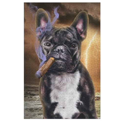 Puzzle 1000 Teile Französische Bulldogge with Cigar Holzpuzzle Für Erwachsene Lernspiel The Puzzles Für Erwachsene Kinder 78×53cm Puzzle 1000 Teile Französische Bulldogge with Cigar Holzpuzzle Für Erwachsene Lernspiel The Puzzles Für Erwachsene Kinder 78×53cm von LLXXHH