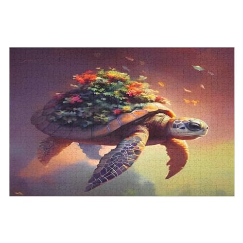 Puzzle 1000 Teile Meeresschildkröte Holzpuzzle Für Erwachsene Lernspiel Herausforderungsspielzeug The Puzzles Für Erwachsene Kinder （75×50cm） von LLXXHH