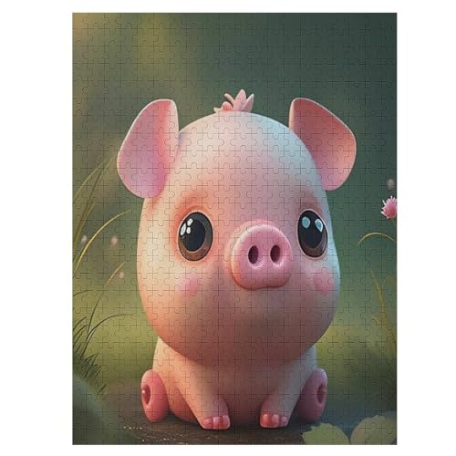 Puzzle 500 Teile Cute Schwein Holzpuzzle Für Erwachsene Lernspiel Herausforderungsspielzeug The Puzzles Für Erwachsene Kinder 55×41cm von LLXXHH