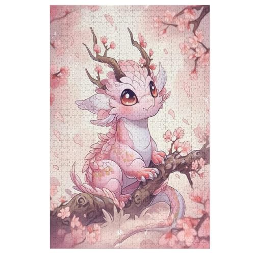 Puzzle Cute Drache, 1000 Puzzleteile Für Kinder, Holzpuzzles, Geeignet Für Erwachsene Lernspiel, 78×53cm von LLXXHH