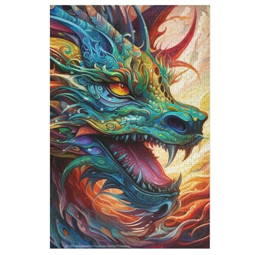 Puzzle Drache, 1000 Puzzleteile Für Kinder, Holzpuzzles, Geeignet Für Erwachsene Lernspiel, 78×53cm Puzzle Drache, 1000 Puzzleteile Für Kinder, Holzpuzzles, Geeignet Für Erwachsene Lernspiel, 78×53cm von LLXXHH