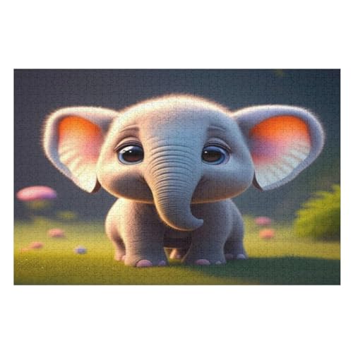 Puzzle Elefant, 1000 Puzzleteile Für Kinder, Holzpuzzles, Geeignet Für Erwachsene Lernspiel, （75×50cm） von LLXXHH