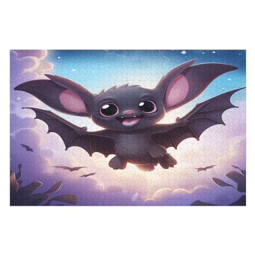Puzzle Fledermaus, 1000 Puzzleteile Für Kinder, Holzpuzzles, Geeignet Für Erwachsene Lernspiel, （75×50cm） von LLXXHH