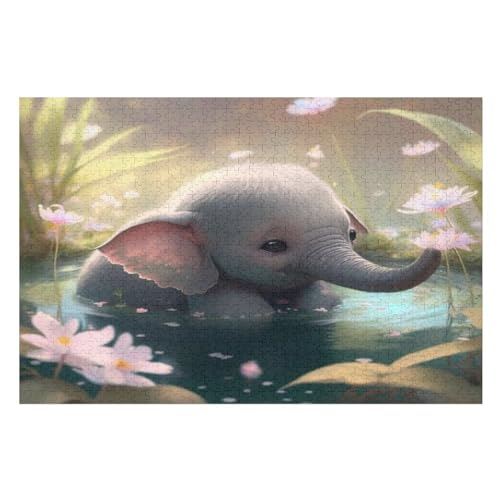 Puzzle Für Erwachsene, 1000 Teile, Elefant, Holzpuzzle, Geburtstagsgeschenke, Puzzle Wanddekoration （75×50cm） von LLXXHH