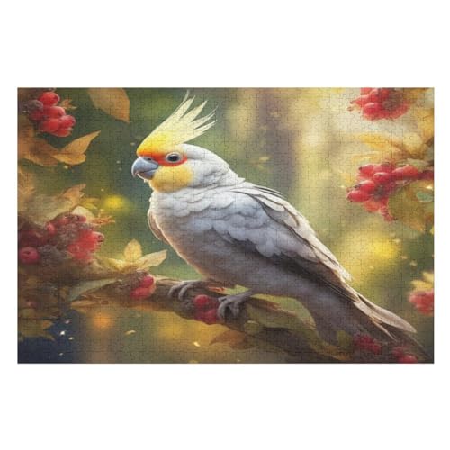 Puzzle Für Erwachsene, 1000 Teile, White Papagei, Holzpuzzle, Geburtstagsgeschenke, Puzzle Wanddekoration （75×50cm） von LLXXHH