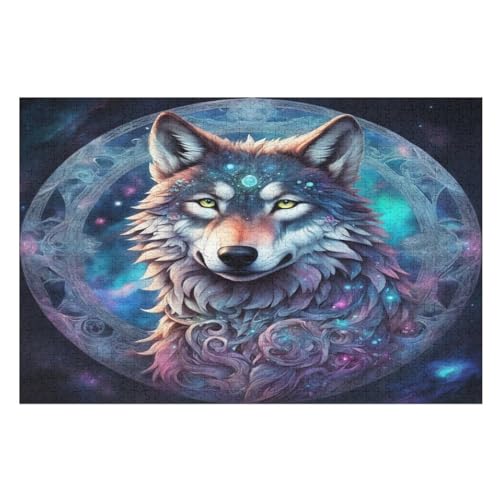 Puzzle Für Erwachsene, 1000 Teile, Wolf, Holzpuzzle, Geburtstagsgeschenke, Puzzle Wanddekoration （75×50cm） von LLXXHH