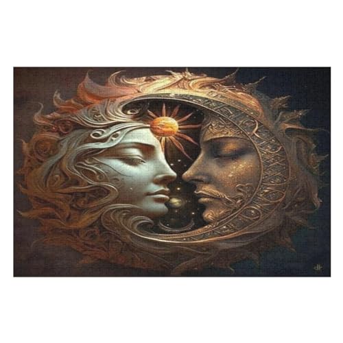 Puzzle Für Kinder, Sonne und Mond -Puzzles Für Erwachsene, 1000-teiliges Holzpuzzle Für Jugendliche, Tolles （75×50cm） von LLXXHH