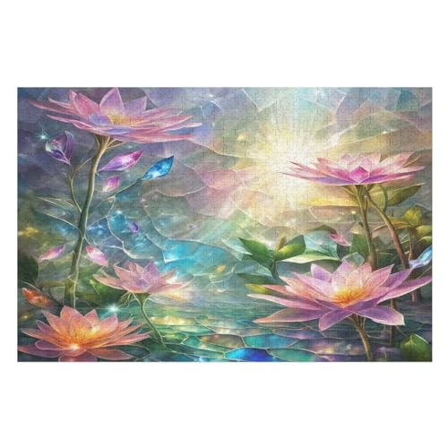 Puzzle Lotus, 1000 Puzzleteile Für Kinder, Holzpuzzles, Geeignet Für Erwachsene Lernspiel, （75×50cm） von LLXXHH