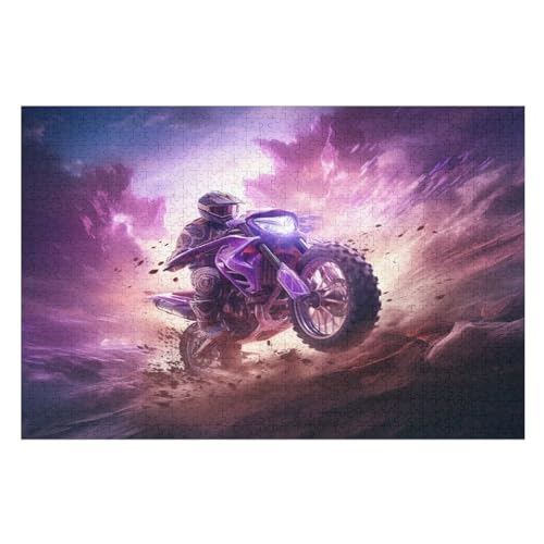 Puzzle Motorrad, 1000 Puzzleteile Für Kinder, Holzpuzzles, Geeignet Für Erwachsene Lernspiel, （75×50cm） von LLXXHH