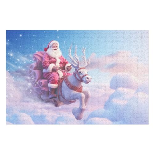 Puzzle Weihnachtsmann, 1000 Puzzleteile Für Kinder, Holzpuzzles, Geeignet Für Erwachsene Lernspiel, （75×50cm） von LLXXHH