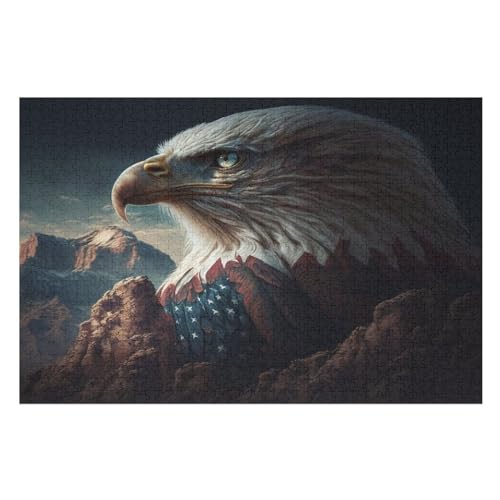 Puzzles American Adler USA Kunst, 1000 Teile, Puzzle Aus Holz Für Erwachsene Und Kinder Ab 12 Jahren, Lernspielzeug （75×50cm） von LLXXHH