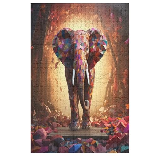 Puzzles Für Erwachsene, 1000 Teile, Elefant, Kreative Holzpuzzles, Praktisches Spiel, Familiendekoration 78×53cm von LLXXHH