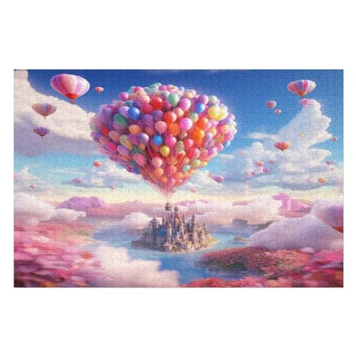 Puzzles Für Erwachsene, 1000 Teile, Heißluftballon, Kreative Holzpuzzles, Praktisches Spiel, Familiendekoration （75×50cm） von LLXXHH