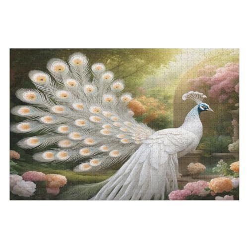 Puzzles Für Erwachsene, 1000 Teile, Pfau, Kreative Holzpuzzles, Praktisches Spiel, Familiendekoration （75×50cm） von LLXXHH