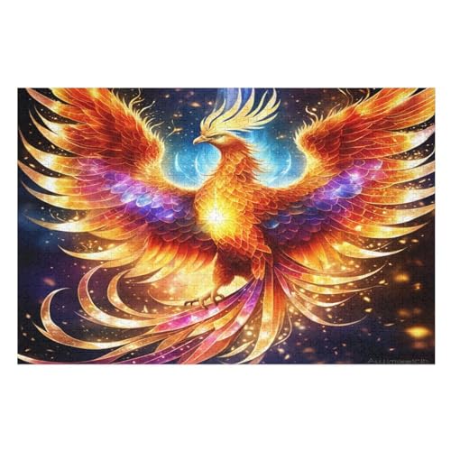 Puzzles Für Erwachsene, 1000 Teile, Phönix, Kreative Holzpuzzles, Praktisches Spiel, Familiendekoration （75×50cm） von LLXXHH