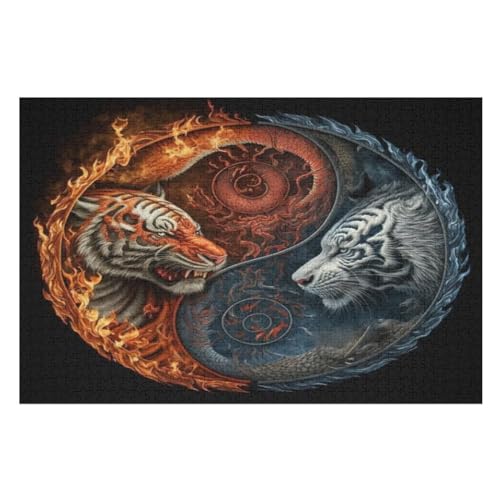 Puzzles Für Erwachsene, 1000 Teile, Tiger, Kreative Holzpuzzles, Praktisches Spiel, Familiendekoration （75×50cm） von LLXXHH