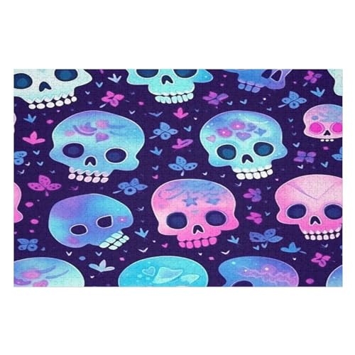 Puzzles Für Erwachsene, 1000 Teile, Totenkopf, Kreative Holzpuzzles, Praktisches Spiel, Familiendekoration （75×50cm） von LLXXHH