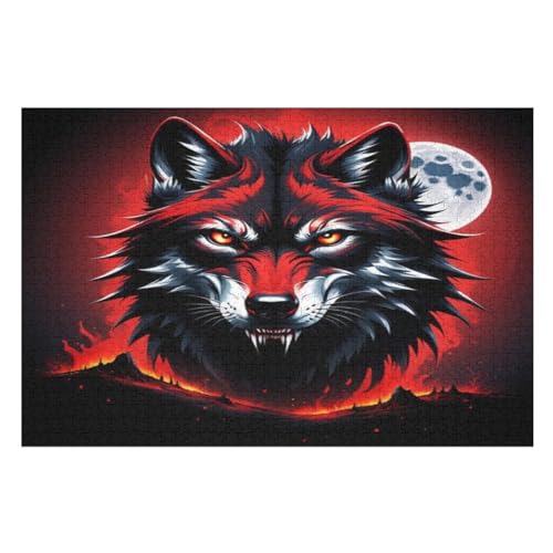 Puzzles Für Erwachsene, 1000 Teile, Wolf, Kreative Holzpuzzles, Praktisches Spiel, Familiendekoration （75×50cm） von LLXXHH