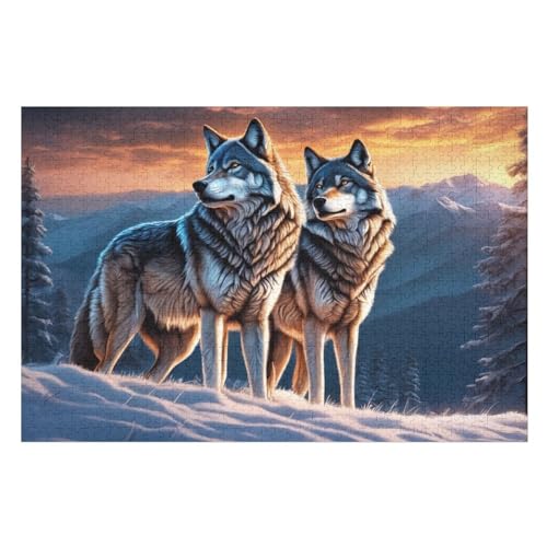 Puzzles Für Erwachsene, 1000 Teile, Wolf, Kreative Holzpuzzles, Praktisches Spiel, Familiendekoration （75×50cm） von LLXXHH