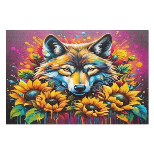 Puzzles Für Erwachsene, 1000 Teile, Wolf, Kreative Holzpuzzles, Praktisches Spiel, Familiendekoration （75×50cm） von LLXXHH