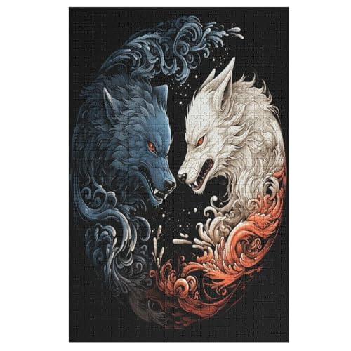 Puzzles Für Erwachsene, 1000 Teile, Wolf, Kreative Holzpuzzles, Praktisches Spiel, Familiendekoration 78×53cm von LLXXHH