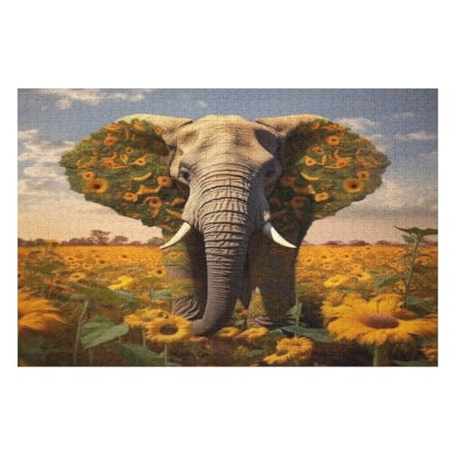 Puzzles Für Erwachsene, Elefant Puzzle, 1000 Teile, Kreatives, Geistiges Spielzeug, Kinder, Montagespiele （75×50cm） von LLXXHH