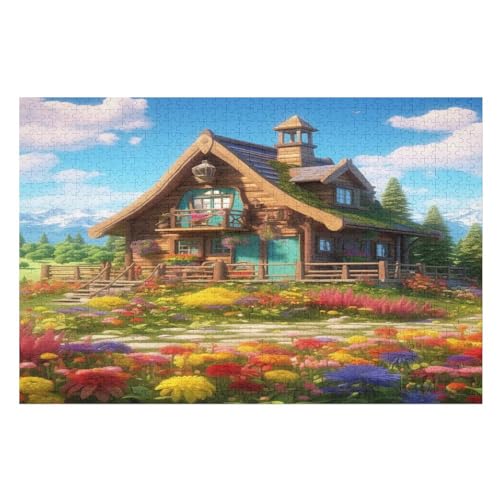 Puzzles Für Erwachsene Bergdorfhütte,1000-teilige Puzzle Für Kinder Ab 12 Jahren, Holzpuzzles Für Die Heimdekoration, （75×50cm） von LLXXHH